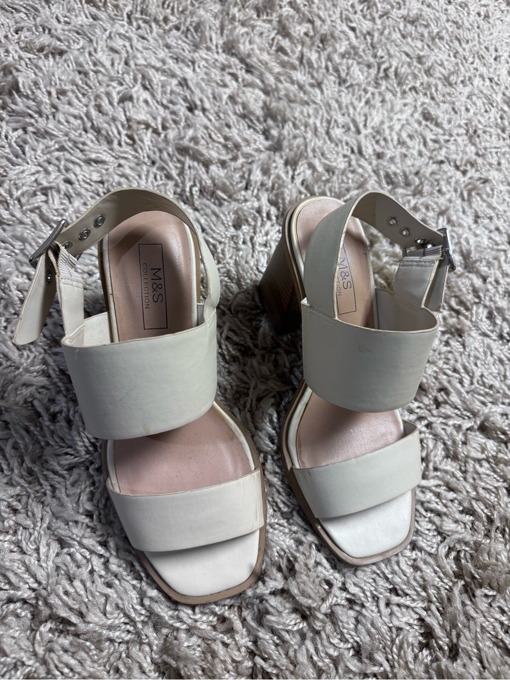 Marks and Spenser Women’s Cream Block Heel Sandals